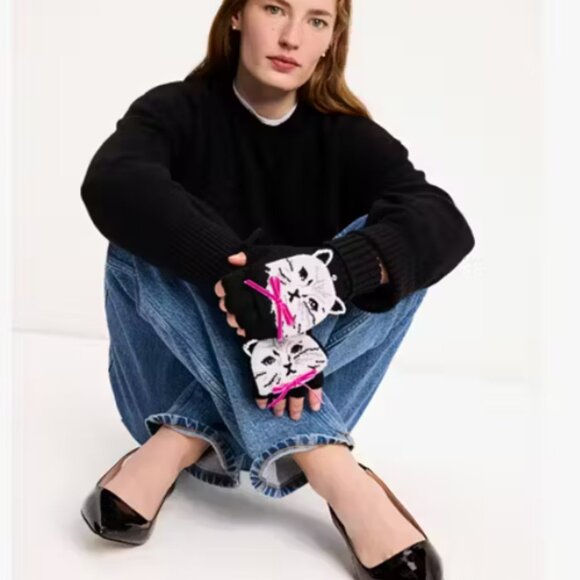 kate spade Pretty Kitty Pop Top Mittens NWT - Picture 2 of 4